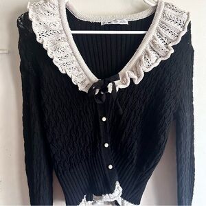Zara Mixed Ruffled Knit Cardigan
